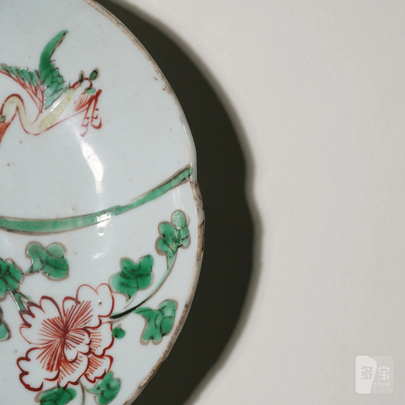 明晚期 景德镇古渡红绿彩花鸟图盘一对 - 图10